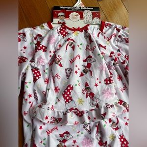 Girls Christmas Elf on the Shelf Nightgown Size 10 w/Doll Gown (18 in Doll) NWT